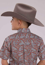 Roper Boys Short Sleeve Button Clay Paisley Western Shirt - Roper - Flyclothing LLC