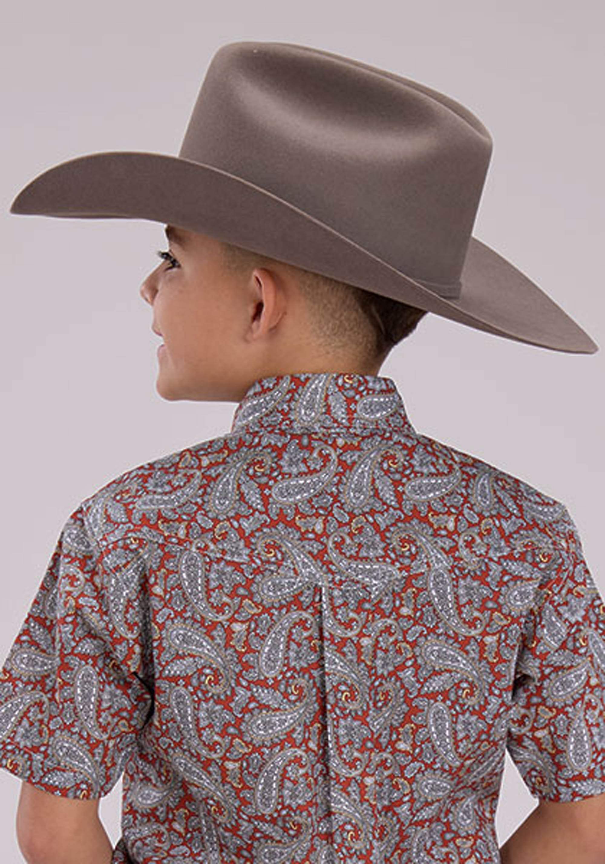 Roper Boys Short Sleeve Button Clay Paisley Western Shirt - Roper - Flyclothing LLC
