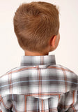 Roper Boys Short Sleeve Button Smokey Plaid Western Shirt - Roper