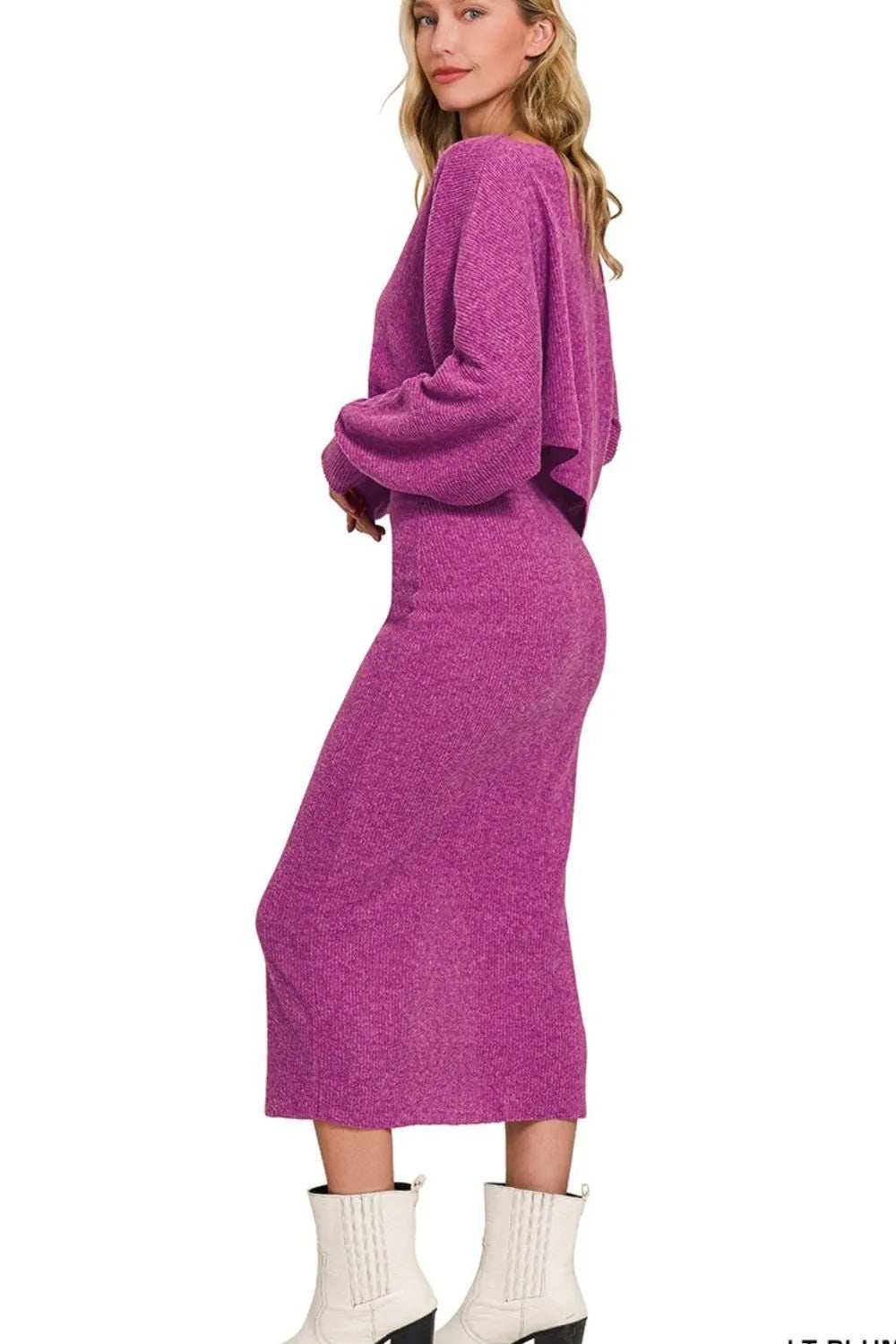Zenana Ribbed Asymmetric Hem and Sleeve Top & Skirt Set - Trendsi - Flyclothing LLC
