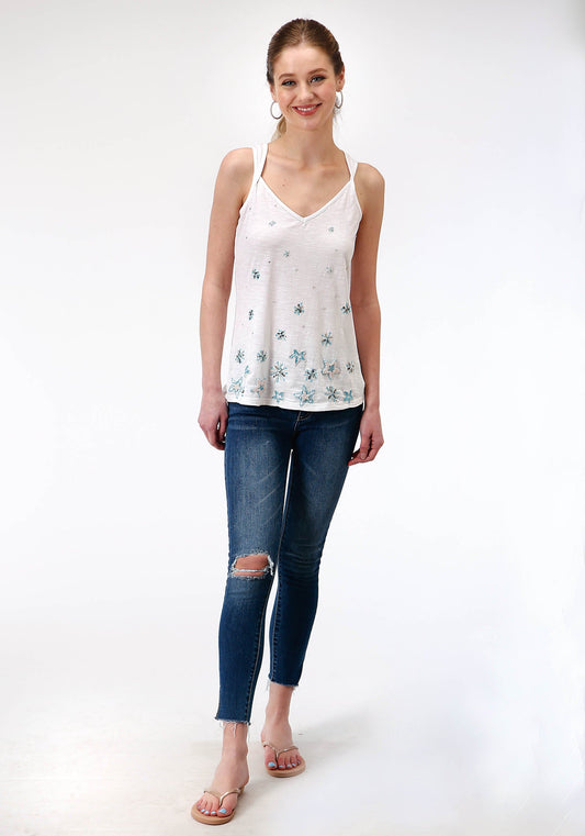 Roper Womens Sleeveless Knit Slub Jersey Tank Top - Roper