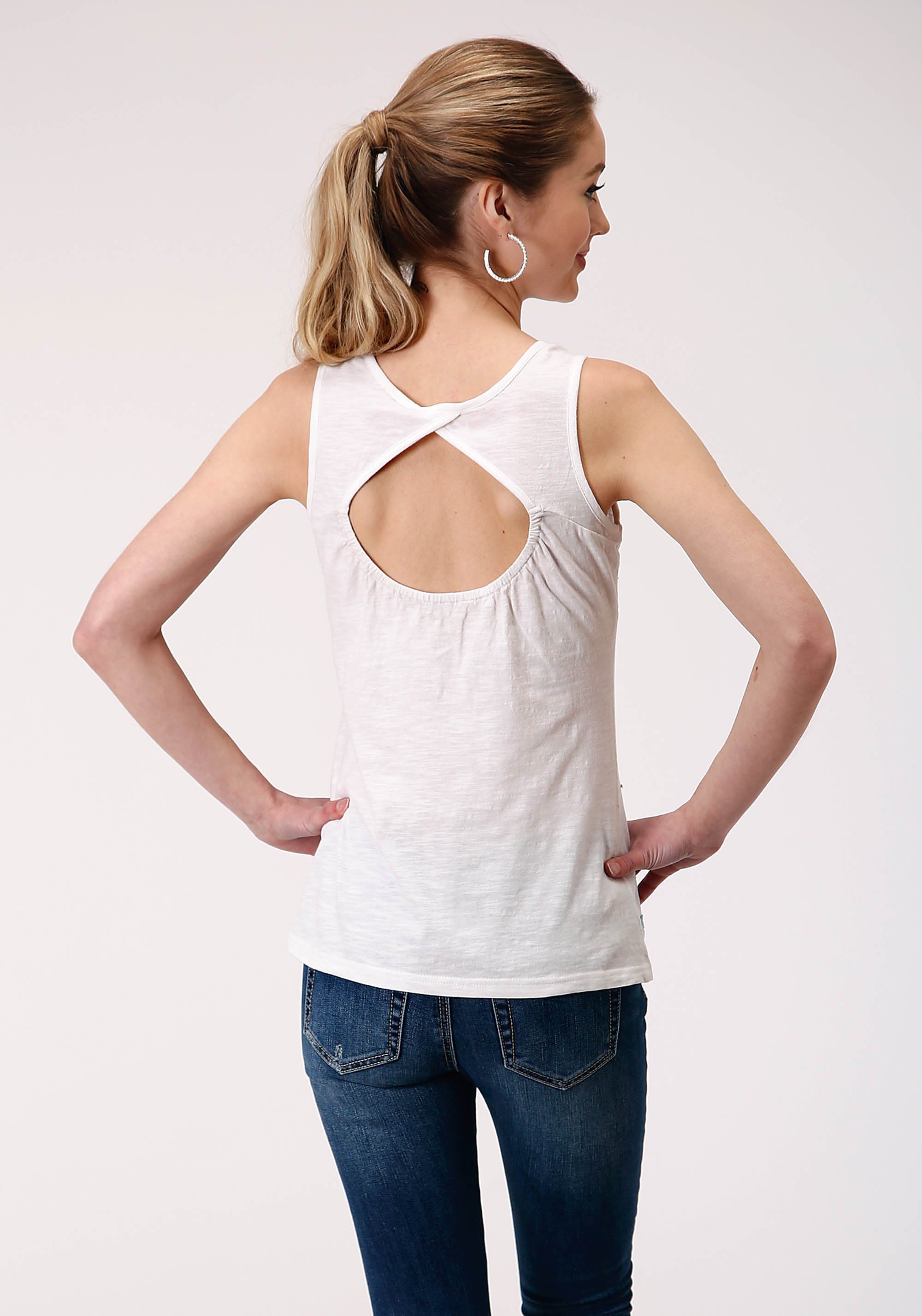 Roper Womens Sleeveless Knit Slub Jersey Tank Top - Roper