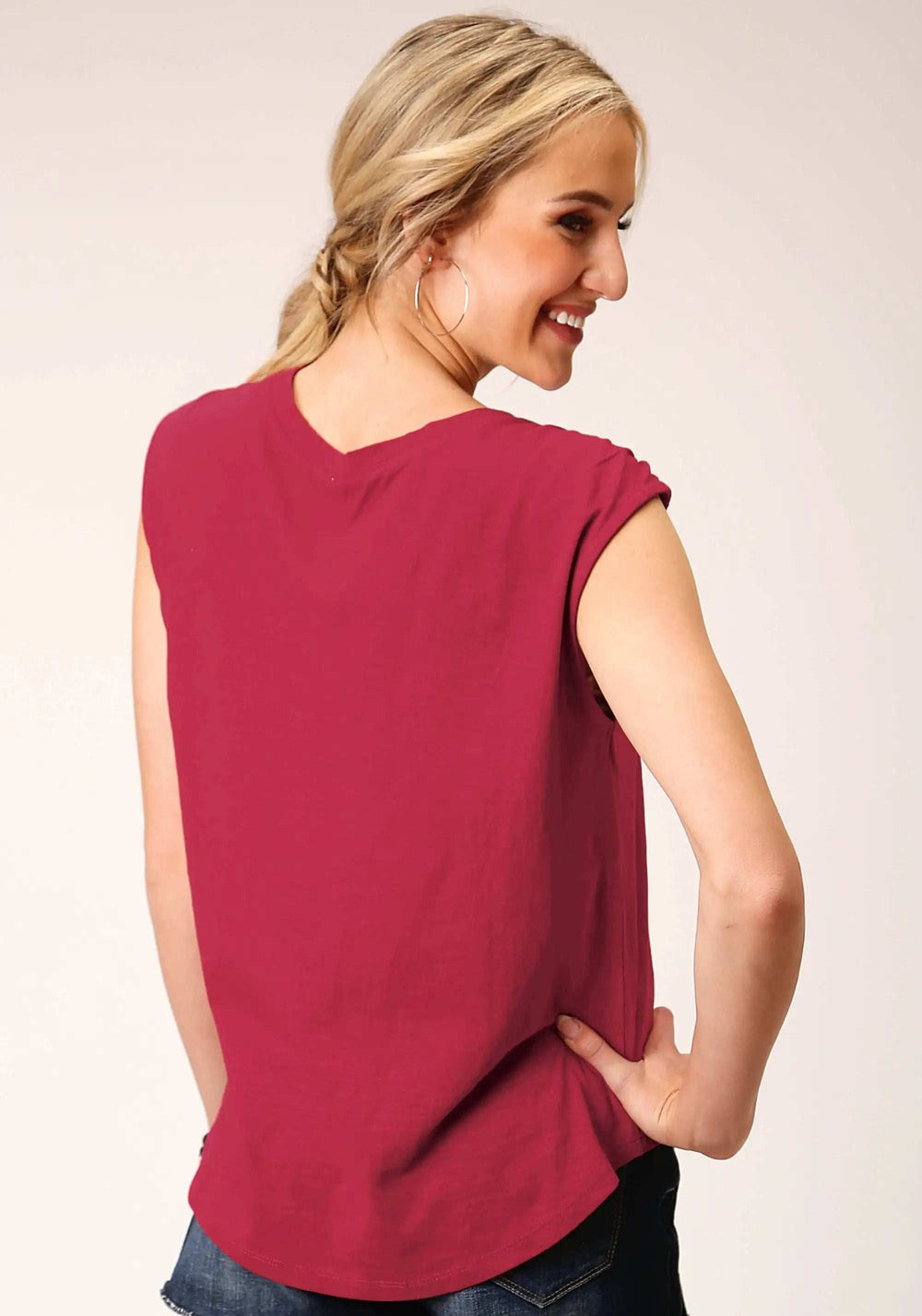 Roper Womens Sleeveless Knit Raspberry Slub Jersey Tshirt Top - Roper - Flyclothing LLC