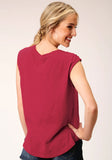 Roper Womens Sleeveless Knit Raspberry Slub Jersey Tshirt Top - Roper