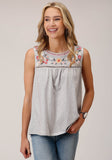 Roper Womens Sleeveless Knit Heather Jersey Slvls Top Top - Roper