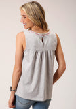 Roper Womens Sleeveless Knit Heather Jersey Slvls Top Top - Roper