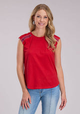 Roper Womens Slub Knit Jersey Slvls Top Sleeveless Pullover Western Sh