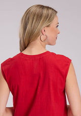 Roper Womens Slub Knit Jersey Slvls Top Sleeveless Pullover Western Shirt