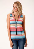 Roper Womens Sleeveless Knit Sweater Knit V Neck Tank Top - Roper