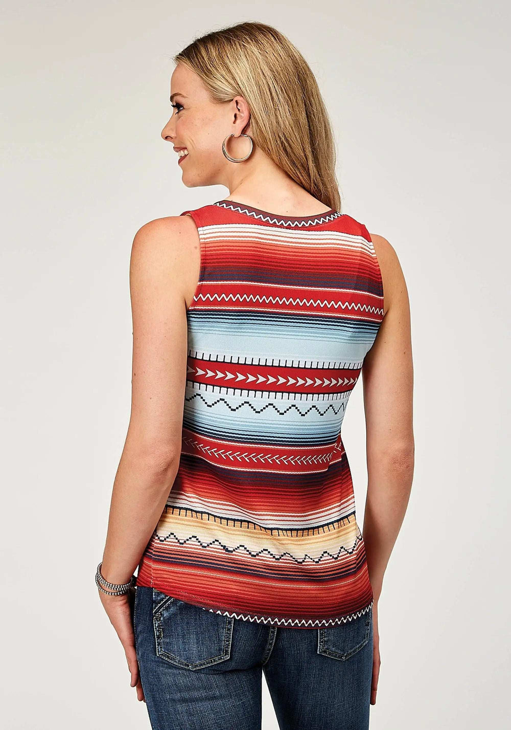 Roper Womens Sleeveless Poly Spandex Sweater Knit Tank Top With V Neck With Sublimation On Front And Back - Roper - Flyclothing LLC