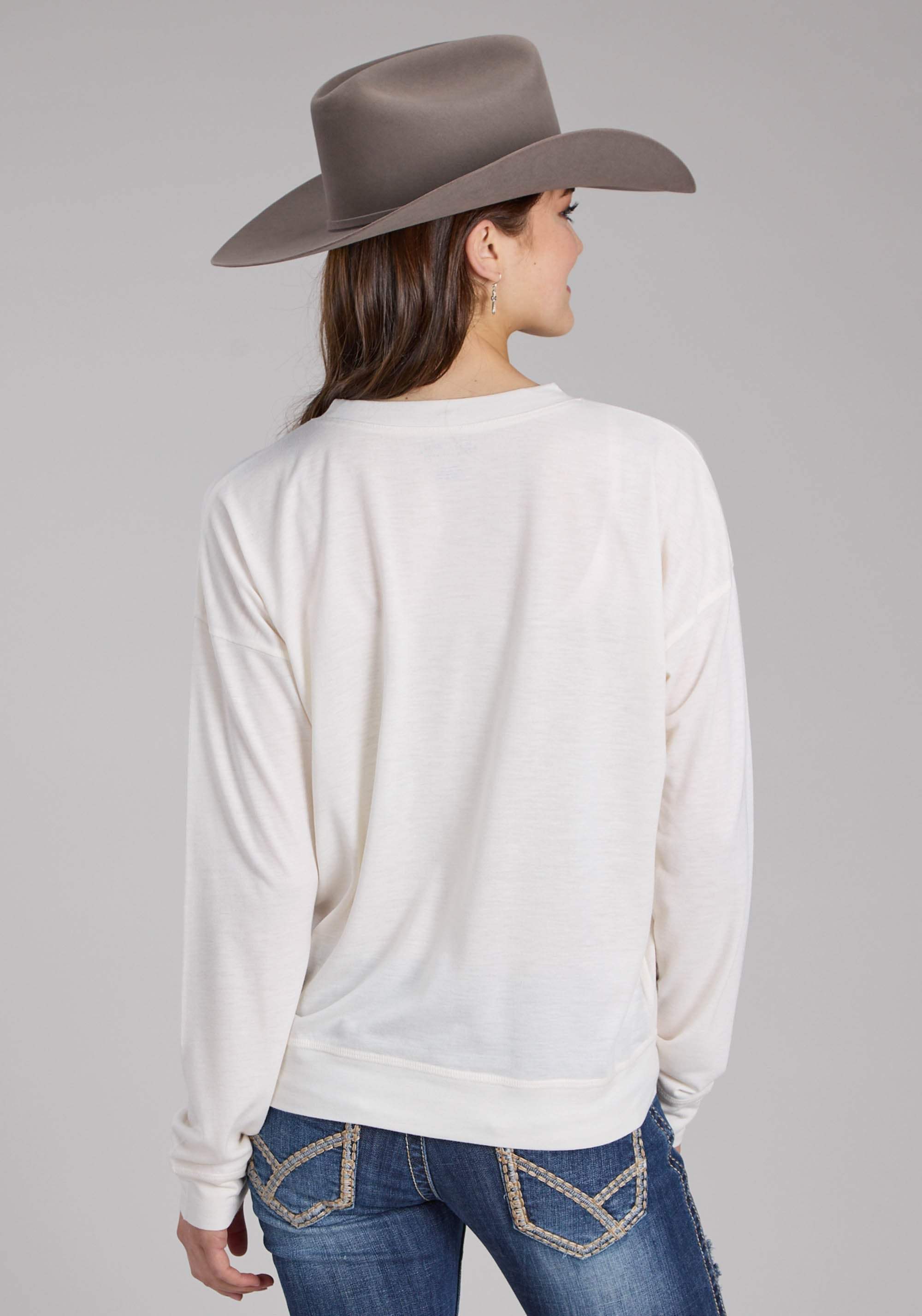 Roper Womens Poly Rayon Jersey Scoop Neck Tee Long Sleeve Pullover Western Shirt - Roper - Flyclothing LLC
