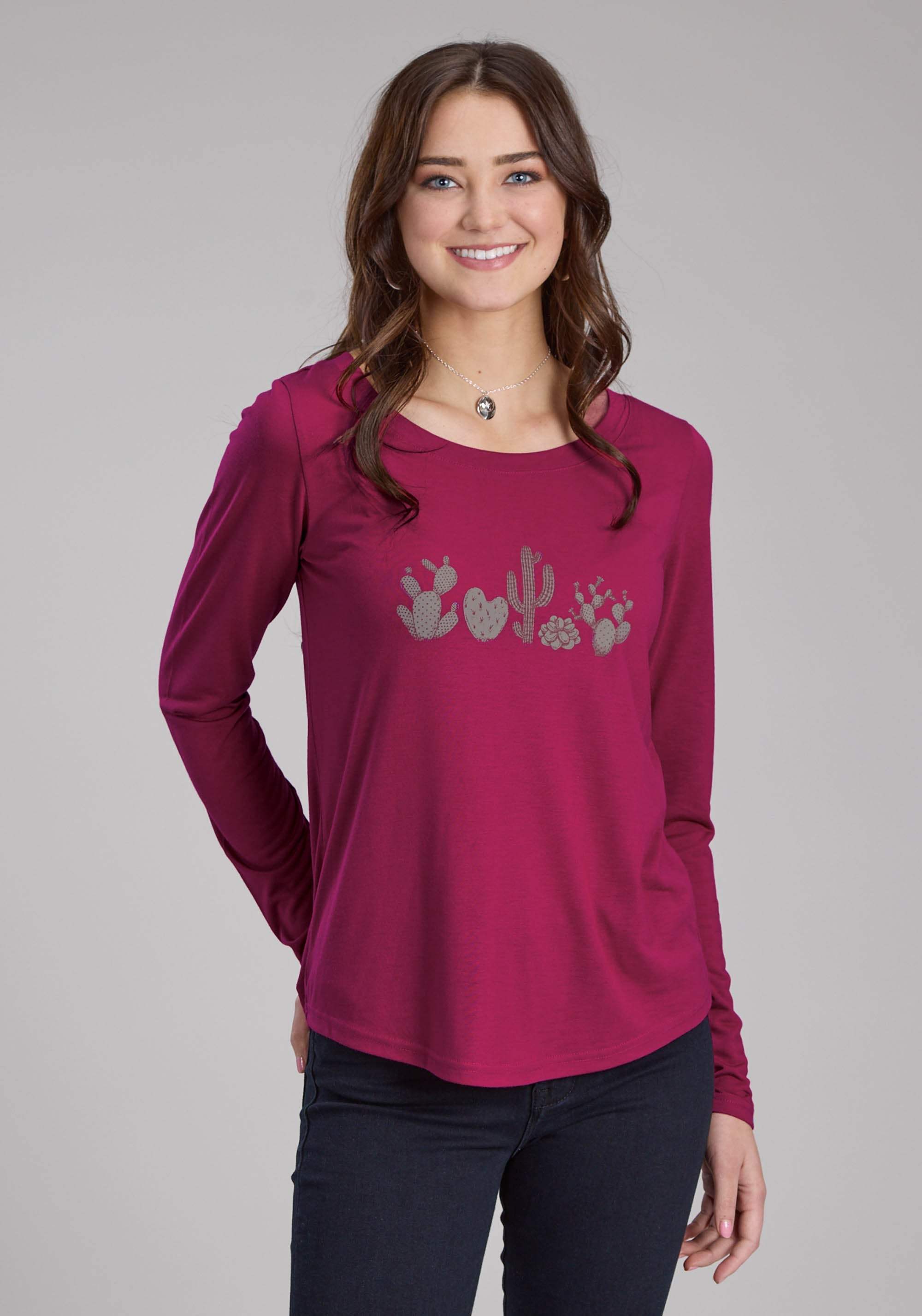 Roper Womens Scoop Neck Tee Long Sleeve Pullover Western Shirt - Roper - Flyclothing LLC