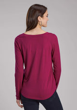 Roper Womens Scoop Neck Tee Long Sleeve Pullover Western Shirt - Roper - Flyclothing LLC