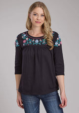 Roper Womens Cotton Slub Jersey 3/4 Slv Top Long Sleeve Pullover Western Shirt - Roper - Flyclothing LLC