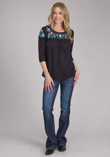 Roper Womens Cotton Slub Jersey 3/4 Slv Top Long Sleeve Pullover Western Shirt - Roper - Flyclothing LLC