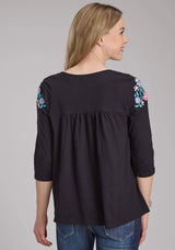 Roper Womens Cotton Slub Jersey 3/4 Slv Top Long Sleeve Pullover Western Shirt - Roper - Flyclothing LLC