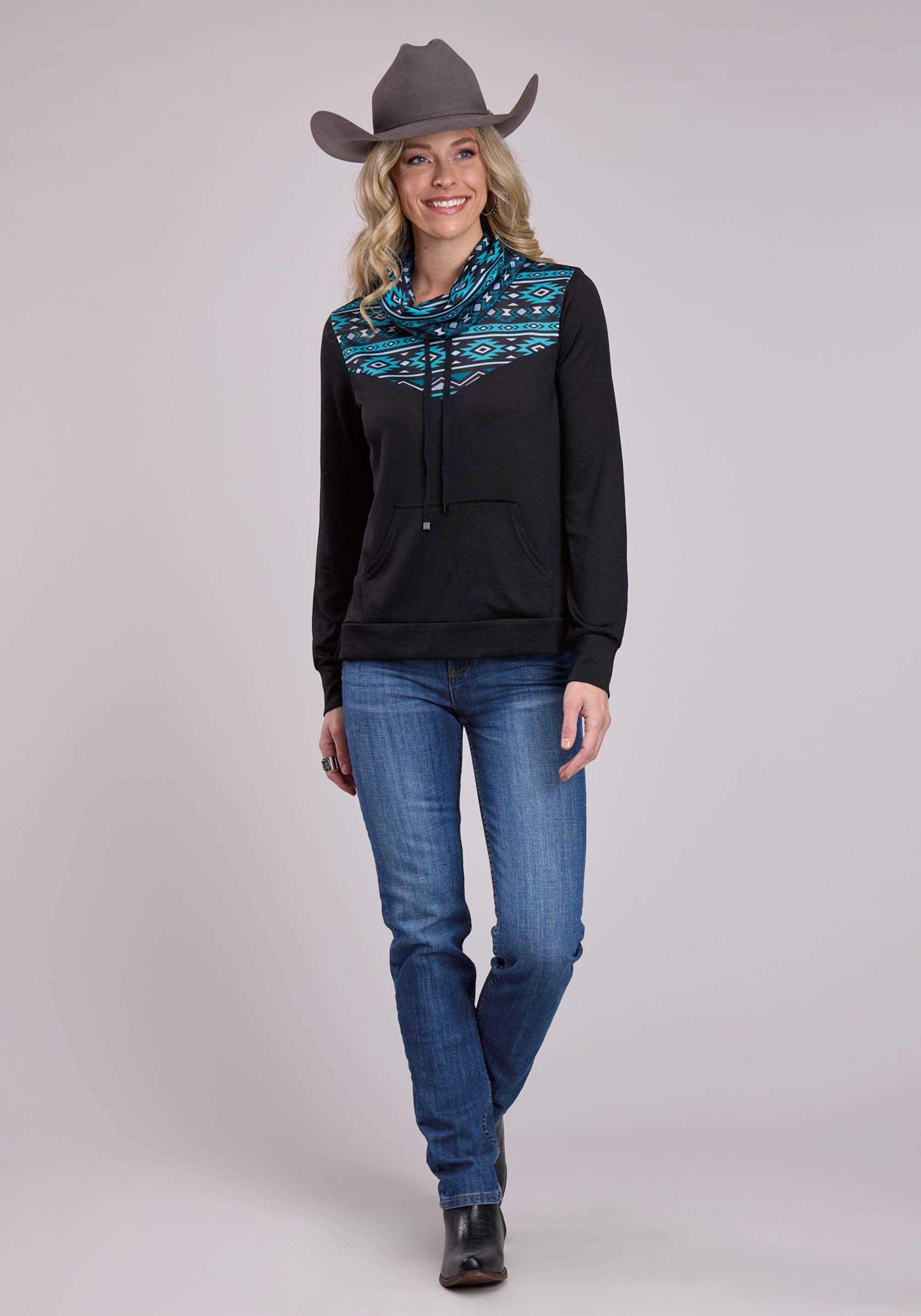 Roper Womens Long Sleeve Pullover Cowl Neck Pullover Top Western Shirt - Roper - Flyclothing LLC