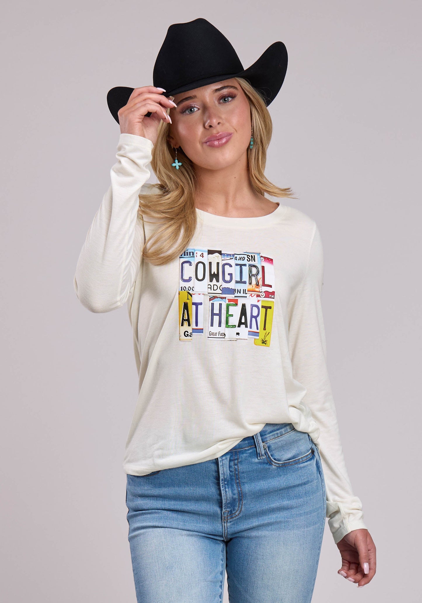 Roper Womens Long Sleeve Pullover Poly Rayon Jersey Tee Western Shirt