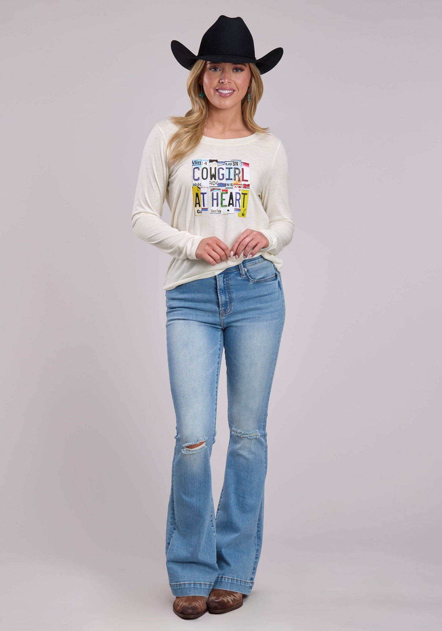 Roper Womens Long Sleeve Pullover Poly Rayon Jersey Tee Western Shirt