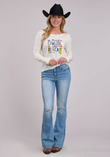 Roper Womens Long Sleeve Pullover Poly Rayon Jersey Tee Western Shirt