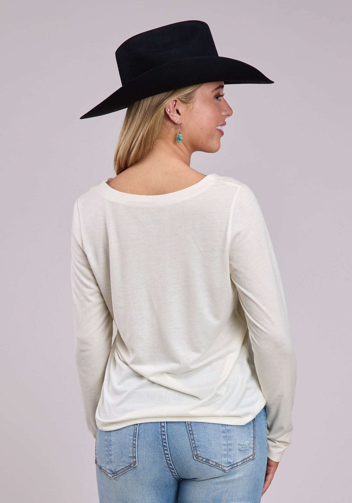 Roper Womens Long Sleeve Pullover Poly Rayon Jersey Tee Western Shirt