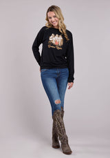 Roper Womens Long Sleeve Pullover Poly Rayon Jersey Tee Western Shirt