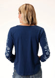 Roper Womens Long Sleeve Knit Cotton Slub Jersey Top - Roper