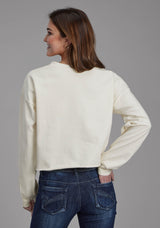 Roper Womens Cotton Fleece Crew Neck Pullover Long Sleeve Pullover Western Shirt