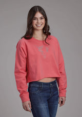 Roper Womens Bright Corral Pink Long Sleeve Pullover Western Shirt - Roper - Flyclothing LLC