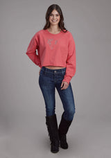 Roper Womens Bright Corral Pink Long Sleeve Pullover Western Shirt - Roper - Flyclothing LLC