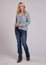 Womens Roper Heather Grey Poly Rayon Long Sleeve Shirt - Roper - Flyclothing LLC