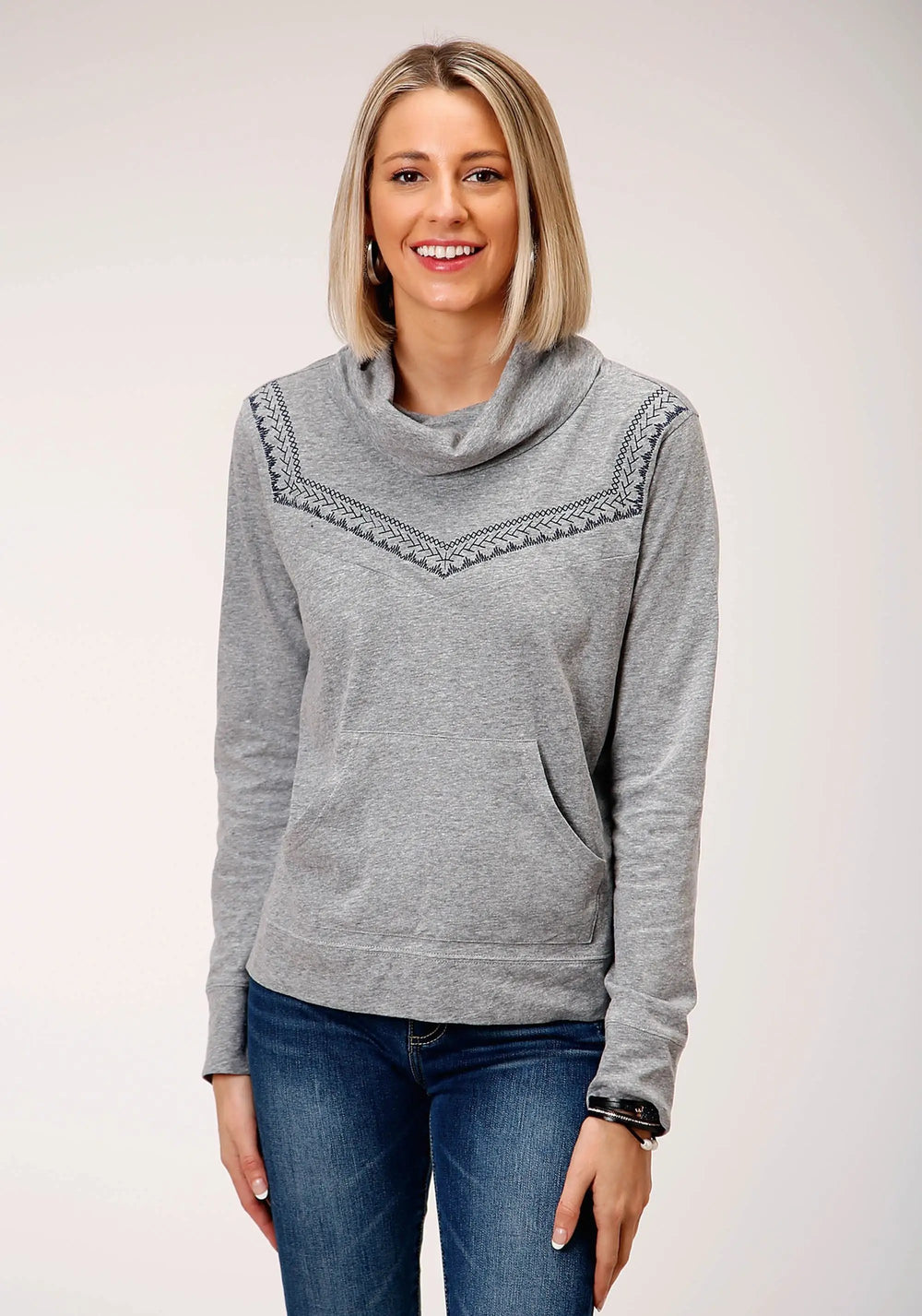 Roper Womens Poly Ciscose Jersey Cowl Neck Long Sleeve Knit Top - Roper