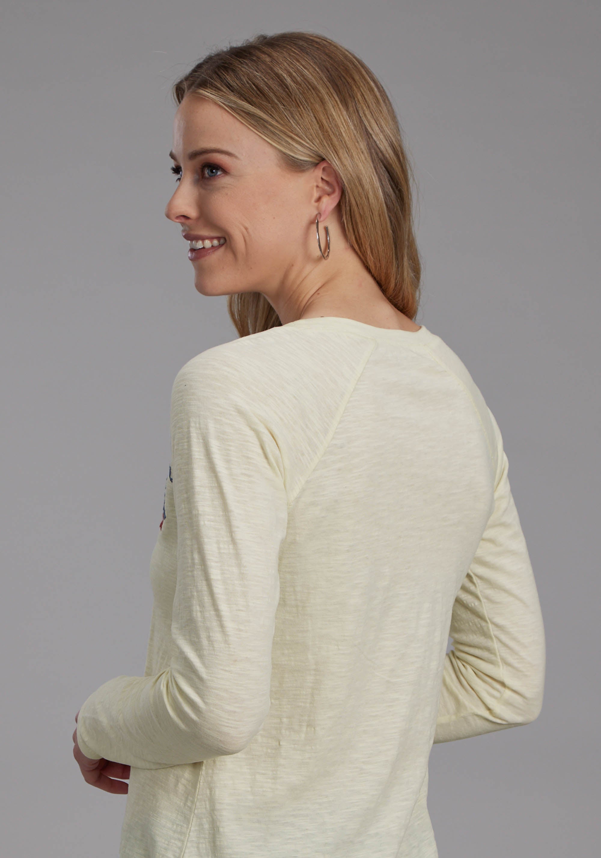 Roper Womens Cotton Slub Jersey Shirt Long Sleeve Pullover Western Shirt