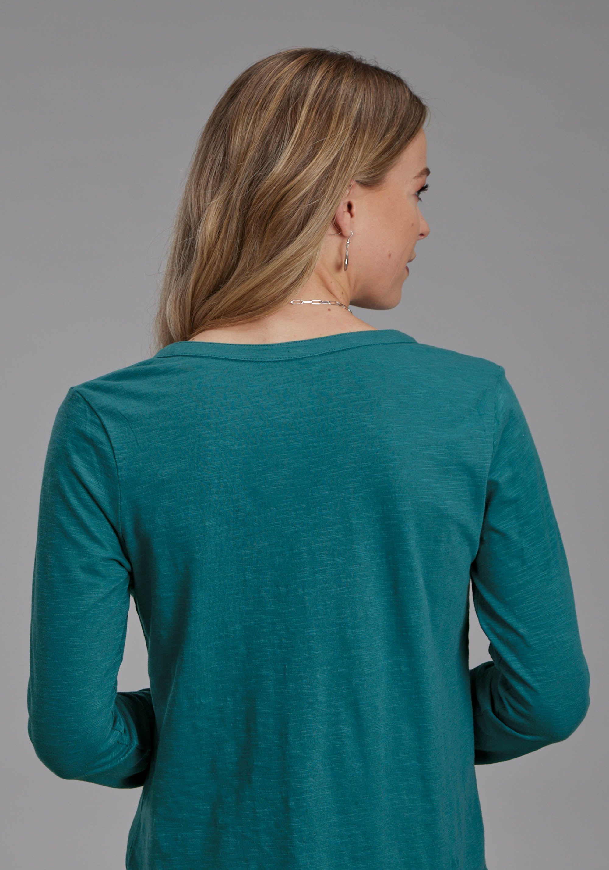 Roper Womens Cotton Slub Jersey Tee Shirt Long Sleeve Pullover Western Shirt