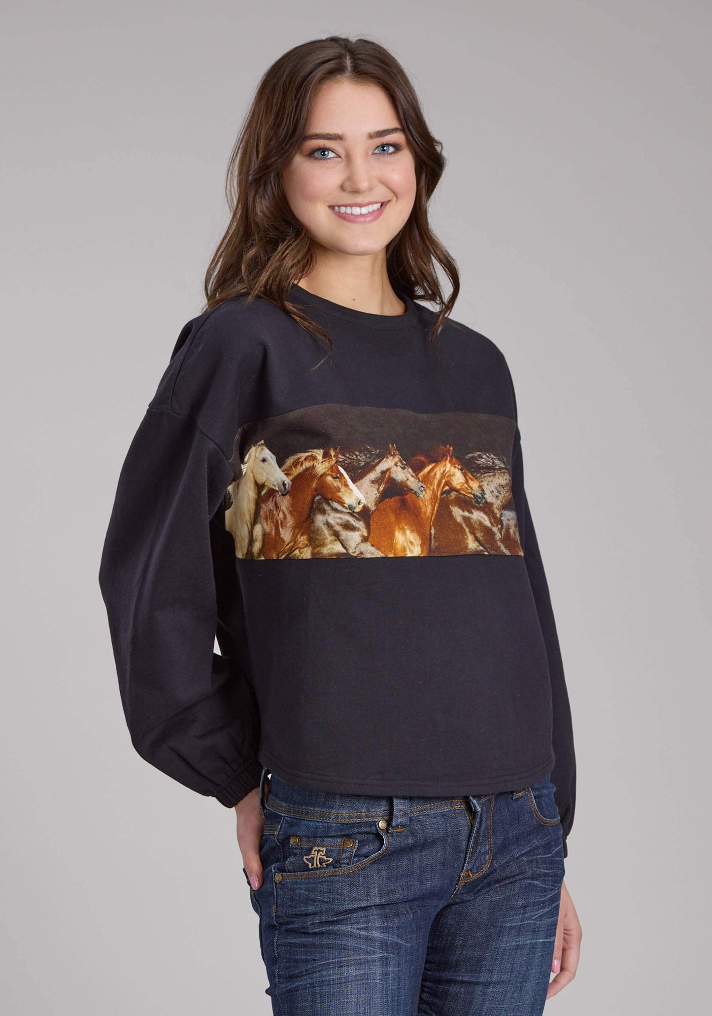 Roper Womens Cotton Fleece Pull0over Long Sleeve Pullover Western Shirt - Roper - Flyclothing LLC