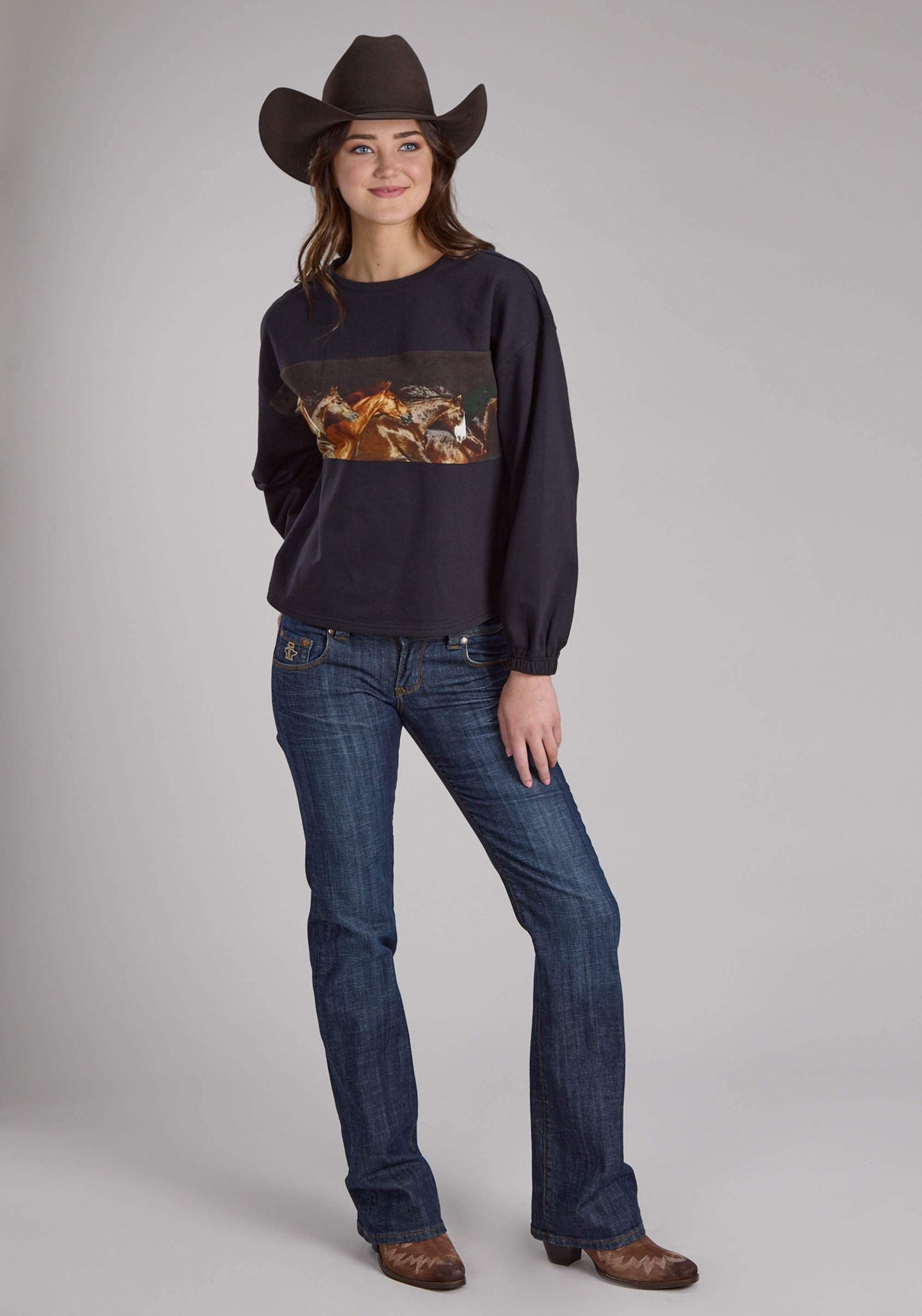 Roper Womens Cotton Fleece Pull0over Long Sleeve Pullover Western Shirt - Roper - Flyclothing LLC