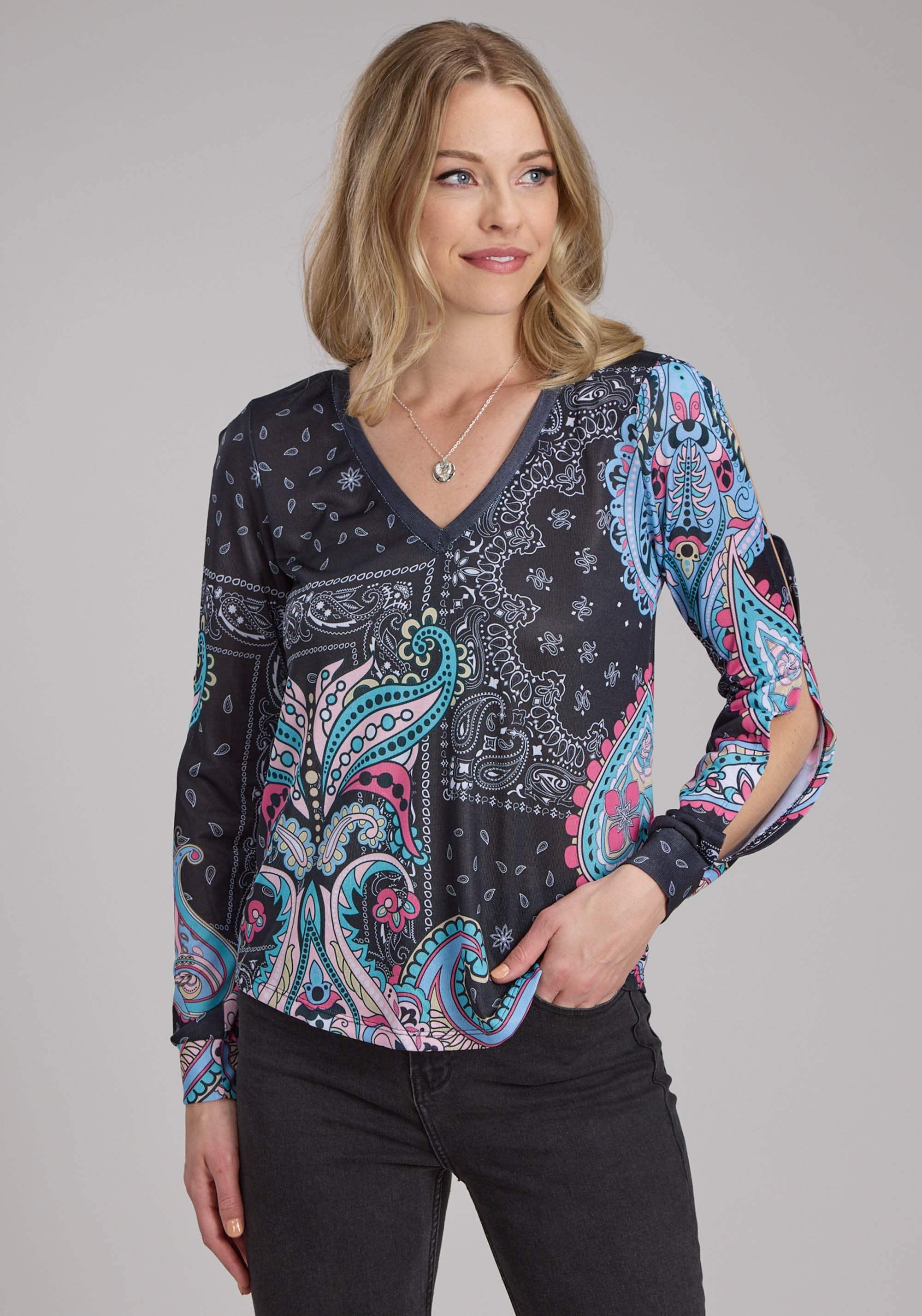 Roper Womens Poly Spandex Sweater Knit Top Long Sleeve Pullover Western Shirt - Roper - Flyclothing LLC