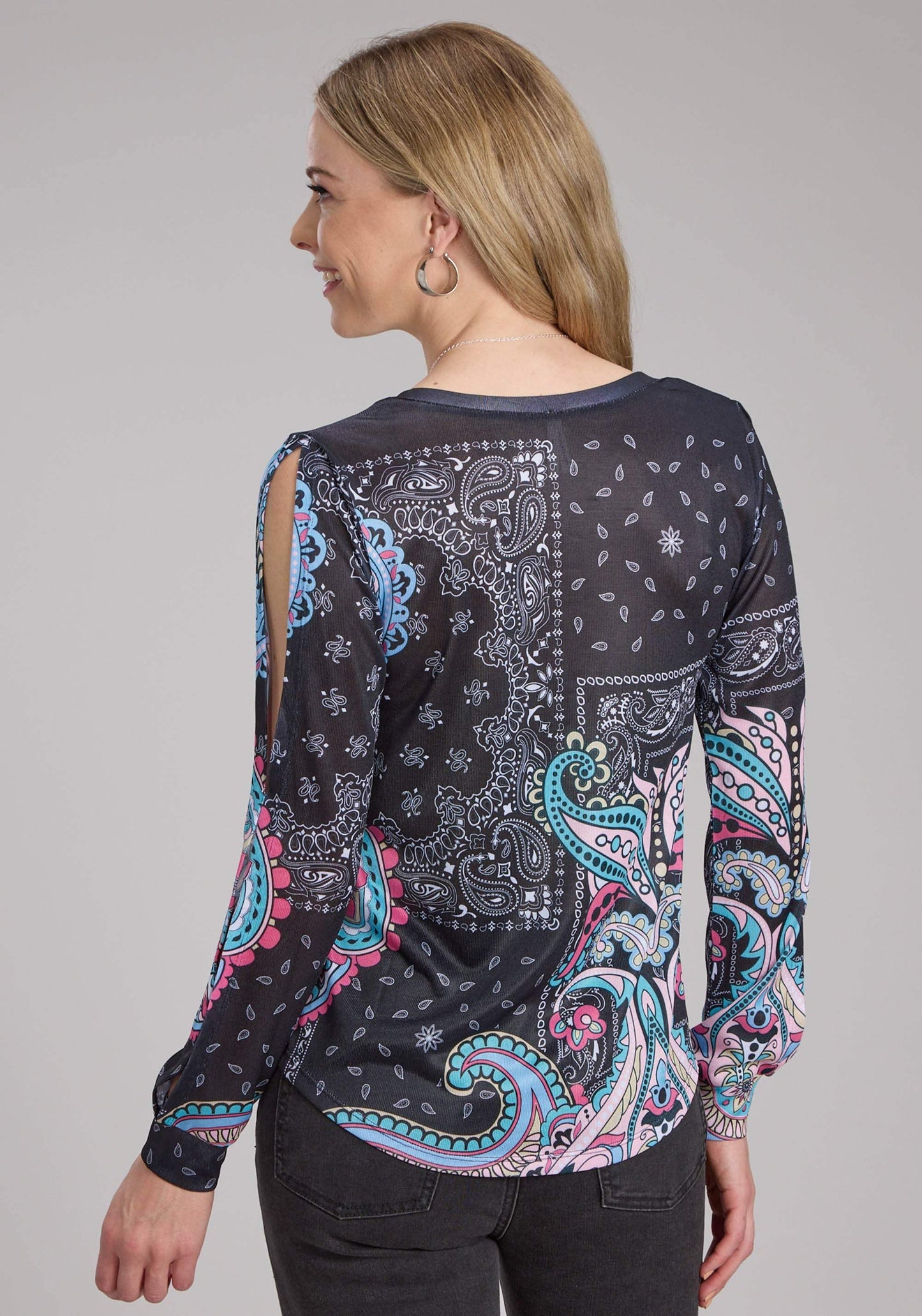 Roper Womens Poly Spandex Sweater Knit Top Long Sleeve Pullover Western Shirt - Roper - Flyclothing LLC