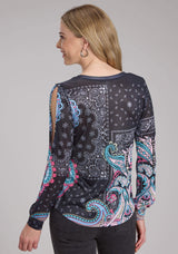 Roper Womens Poly Spandex Sweater Knit Top Long Sleeve Pullover Western Shirt - Roper - Flyclothing LLC