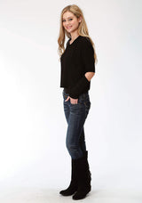 Roper Womens Black Solid Long Sleeve Knit Top - Roper - Flyclothing LLC
