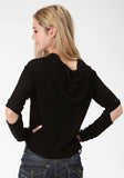 Roper Womens Black Solid Long Sleeve Knit Top - Roper
