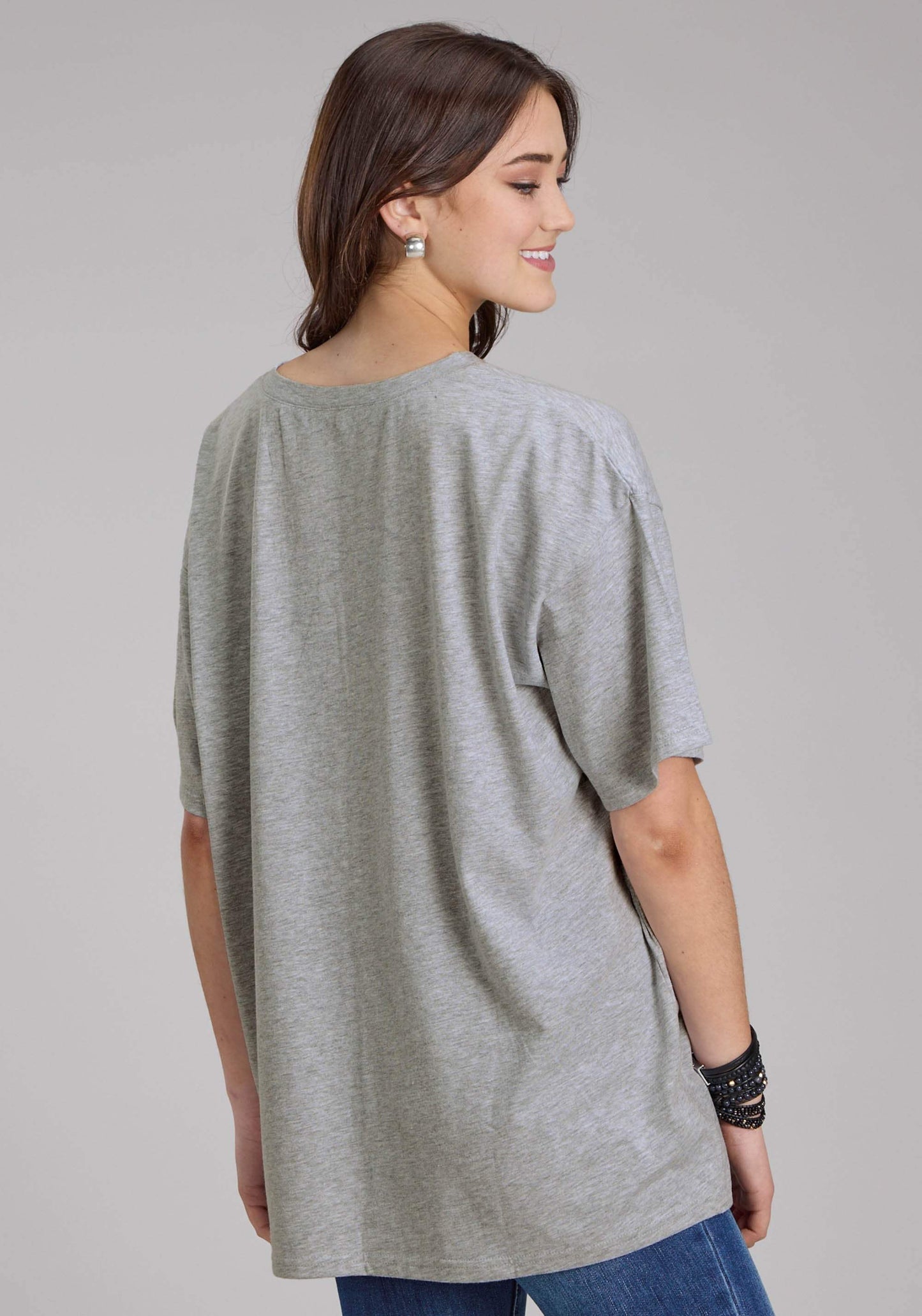Roper Womens Heather Gray Jersey Knit Tee Short Sleeve Pullover Western Shirt - Roper - Flyclothing LLC