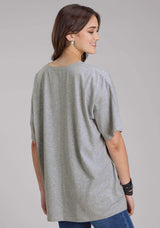 Roper Womens Heather Gray Jersey Knit Tee Short Sleeve Pullover Western Shirt - Roper - Flyclothing LLC