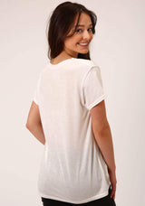 Roper Womens Short Sleeve Knit Poly Rayon Jersey S S Vneck Tee Top - Roper - Flyclothing LLC