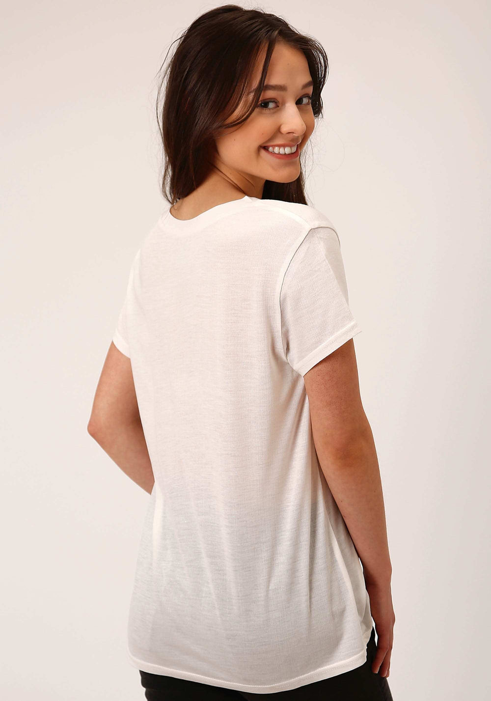 Roper Womens Short Sleeve Knit Poly Rayon Jersey S S Vneck Tee Top - Roper - Flyclothing LLC