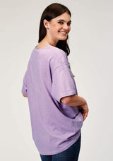 Roper Womens Short Sleeve Lilac Cotton Jersey Slub Tee With Oversized Screen Print Decoration - Roper - Flyclothing LLC