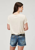 Roper Womens Short Sleeve Cream Poly Rayon Tee With Screen Print Decoration - Roper