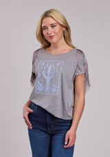 Womens Roper Poly Rayon Heather Grey Crew Neck Short Sleeve Shirt
