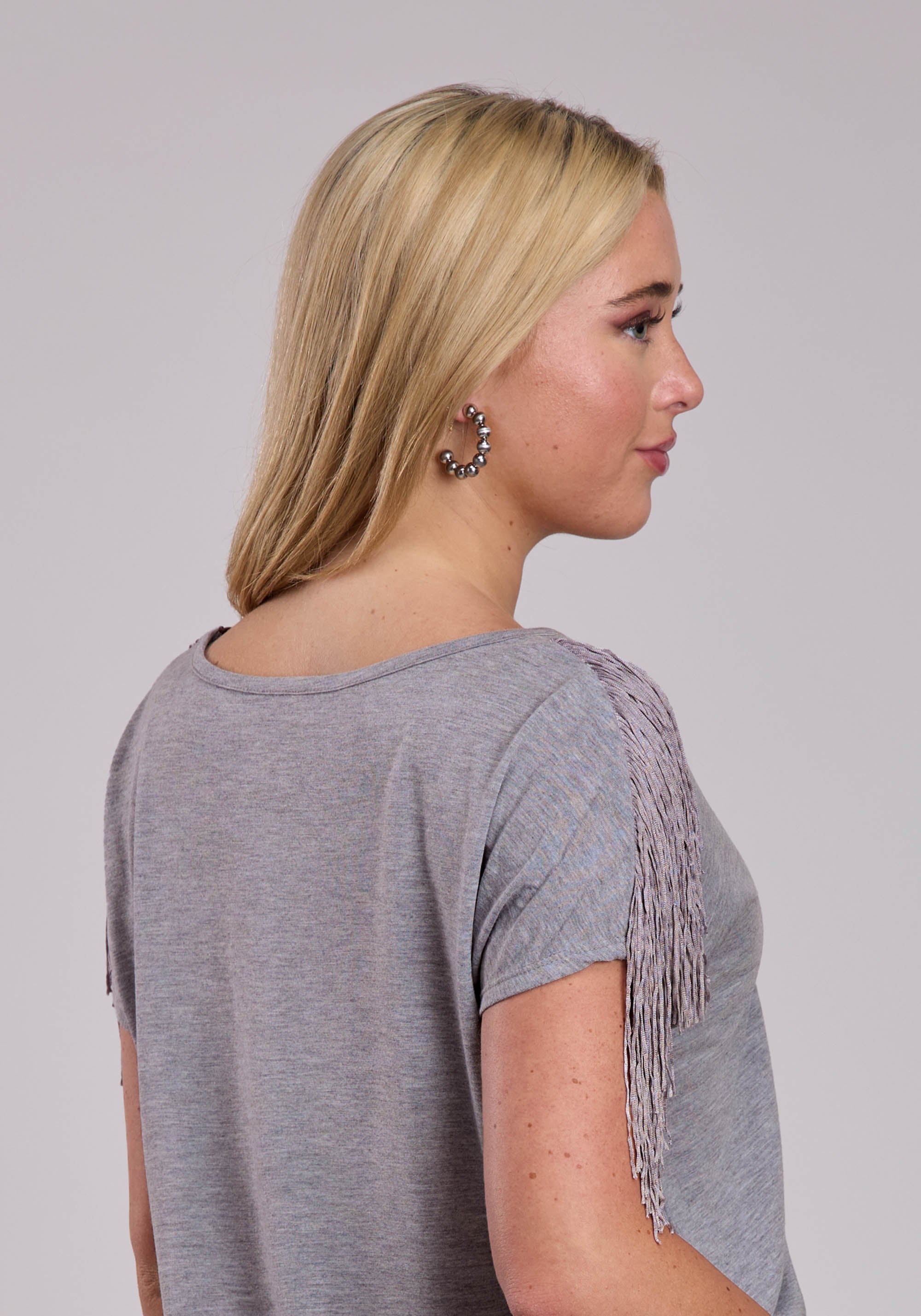 Womens Roper Poly Rayon Heather Grey Crew Neck Short Sleeve Shirt
