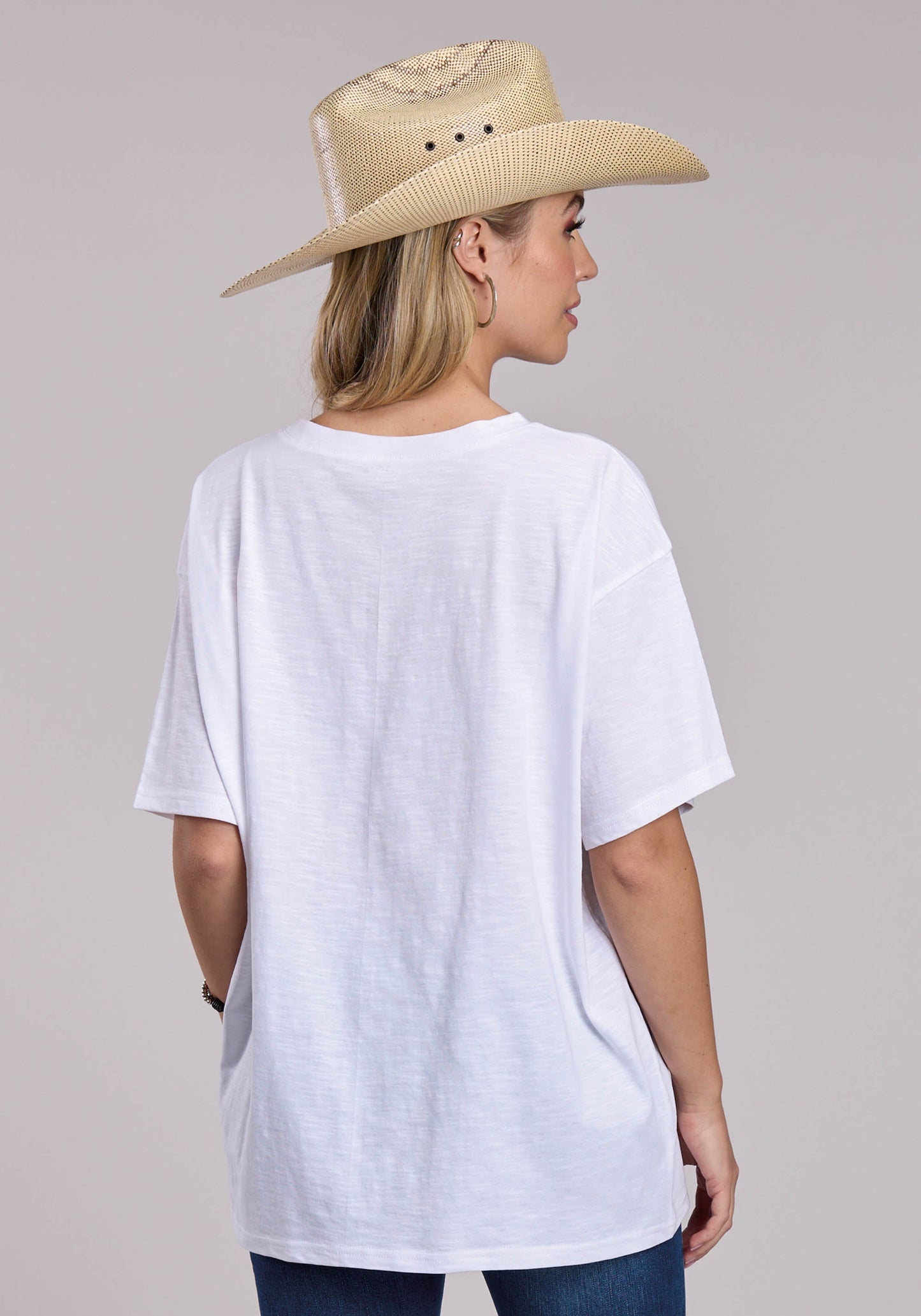 Womens Roper Slub Jersey Oversized Short Sleeve Button Shirt